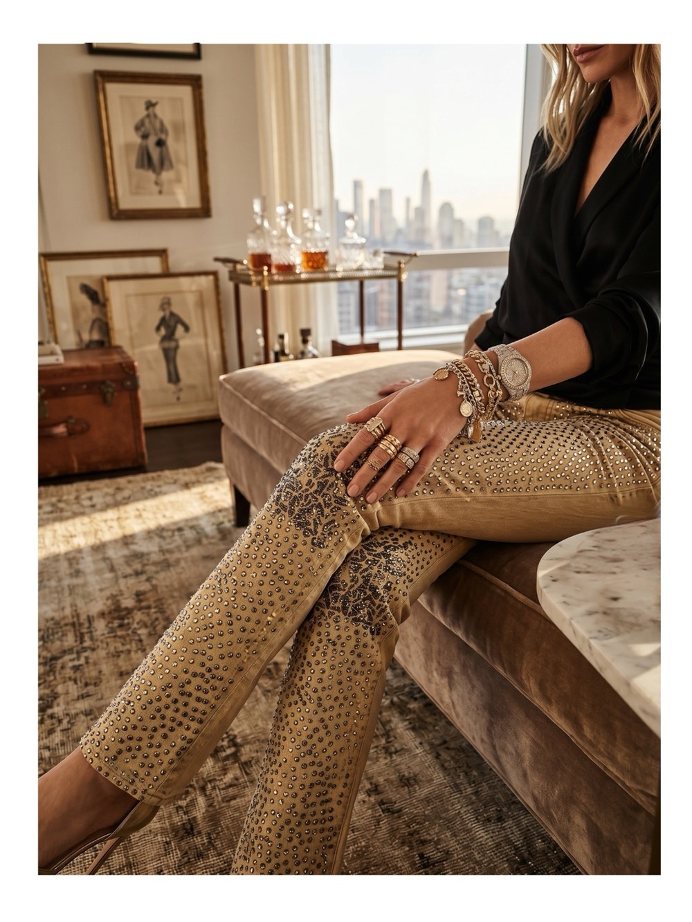 Rare: One Teaspoon ϟ Sequin Iggy Skinny Jeans ϟ Festival Girls Night Date ϟ 26 ϟ